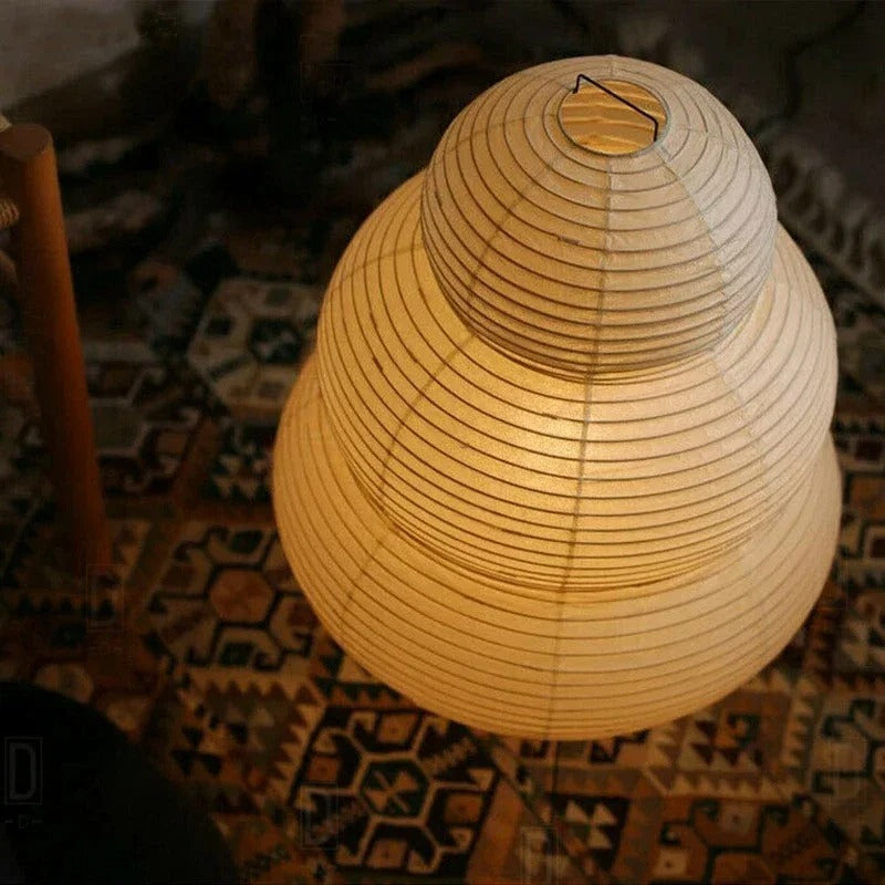 MEELANO Hikari Washi gulvlampe – Japansk rispapir gulvlampe med sfærisk design og blødt, varmt lys