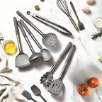 MEELANO 12-delt Silikone Køkkenredskabssæt – Køkkenredskaber med Håndtag i Rustfrit Stål, Varmebestandige – Culinara Pro