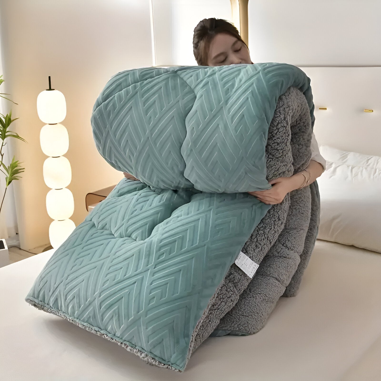 MEELANO Fire Årstider Dynebetræk Med Plysfølelse I Polyester Grøn