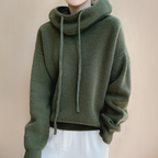 MEELANO Roque | Dame Strik-Hoodie med Vandfaldskrave - Relaxed Fit Hættetrøje