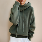 MEELANO Roque | Dame Strik-Hoodie med Vandfaldskrave - Relaxed Fit Hættetrøje Grøn