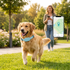MEELANO GPS-tracker til Hund og Kat – Halsbånd med GPS-tracker, Lokalisering & Bevægelsesalarm, Vandafvisende, 3 Farver