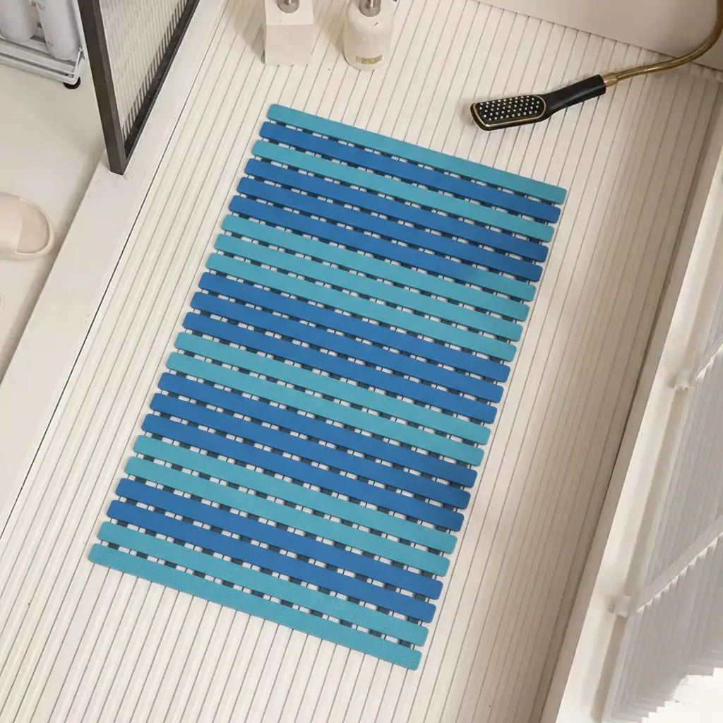 MEELANO Skridsikker Bademåtte med Sugekopper og Drænhuller – Blød TPE Brusemåtte & Badekarsmåtte, 40×63 cm, 4 Farver Blå 40×63 cm