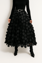 MEELANO Passion | Dame A-formet Midi-nederdel – Elegant Snit & Flydende Stil sort one size