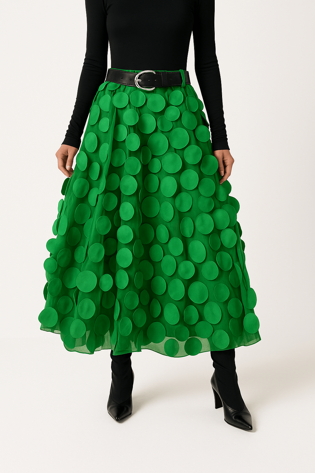 MEELANO Passion | Dame A-formet Midi-nederdel – Elegant Snit & Flydende Stil lysegrøn one size