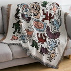 MEELANO Impromptu Vævet Tæppe – Jacquard Bomuld & Polyester Tæppe med Doodle-Mønster Default