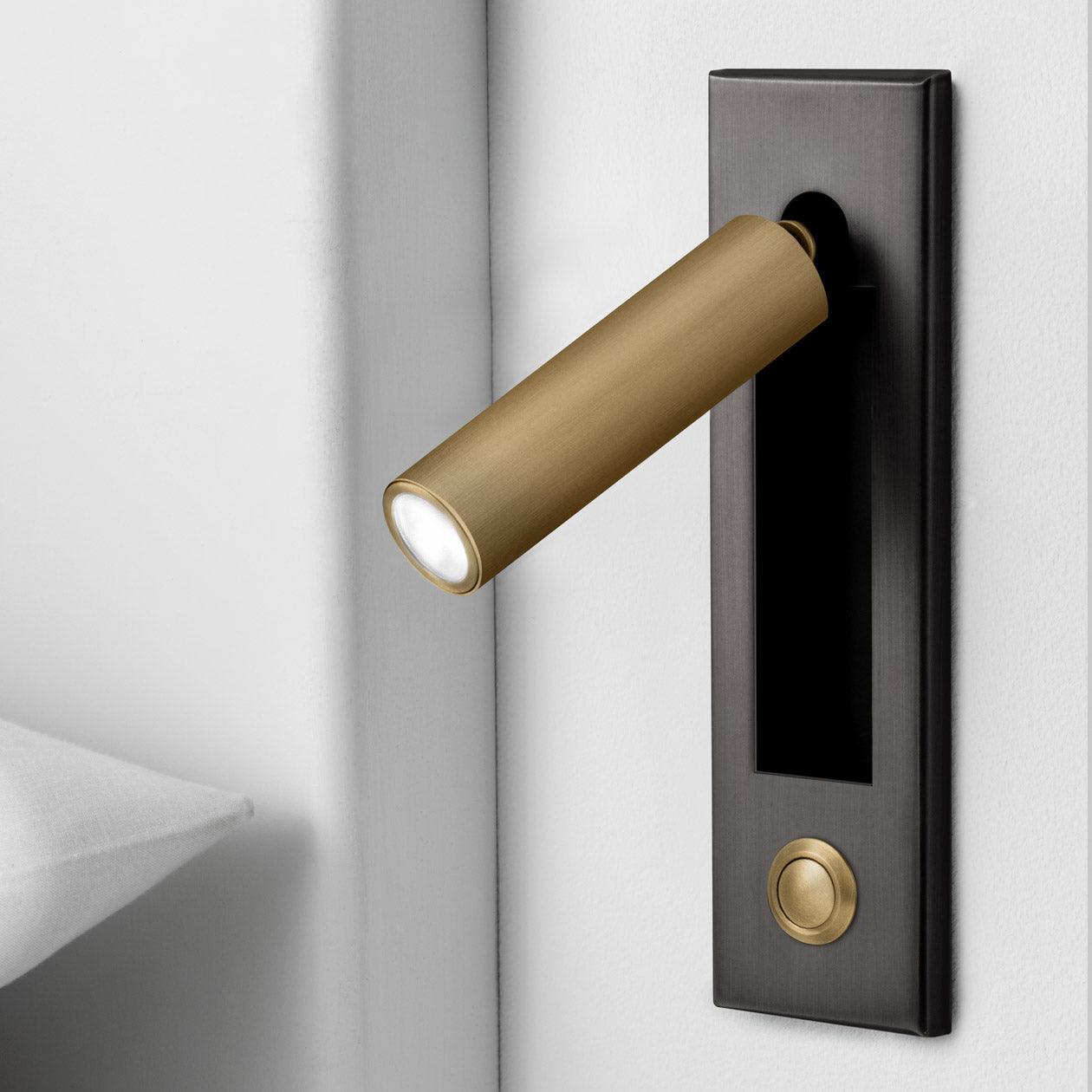MEELANO Indbygget Væglampe – Minimalistisk Design &amp; Funktionelt Lys Diameter 5 cm x H 17 Matsort+kobber