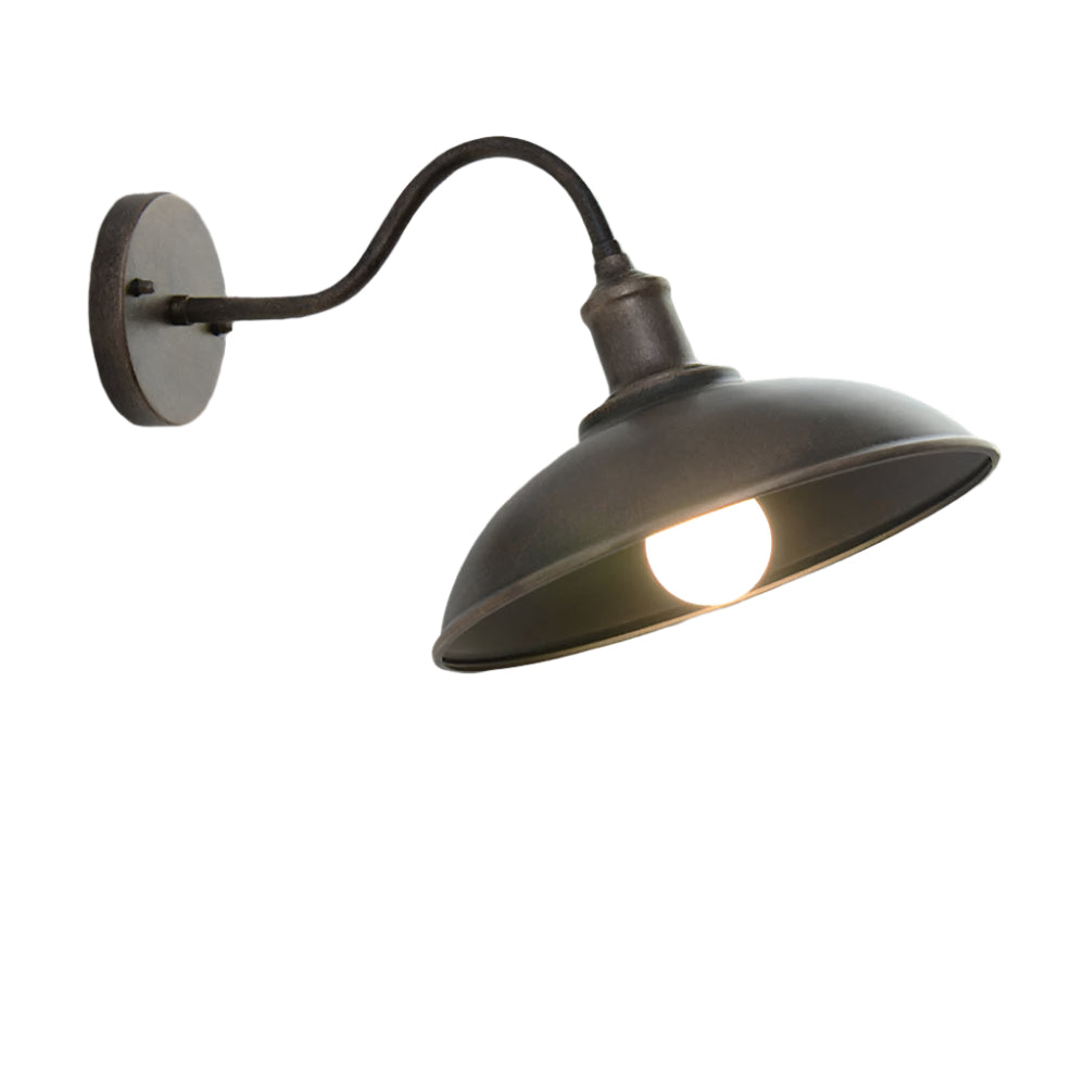 MEELANO Industriel, skålformet, moderne udendørs væglampe ⌀29cm Antik sølv Hældende