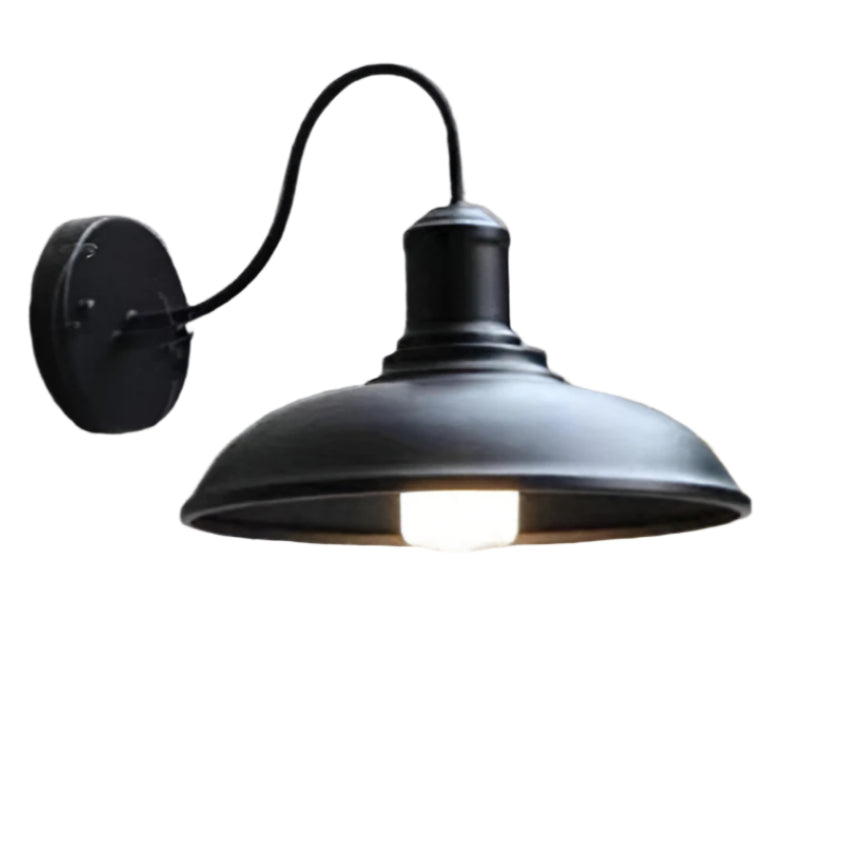 MEELANO Industriel, skålformet, moderne udendørs væglampe ⌀29cm Sort Lige