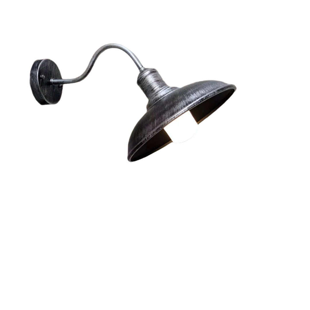 MEELANO Industriel, skålformet, moderne udendørs væglampe ⌀24cm Antik sølv Hældende