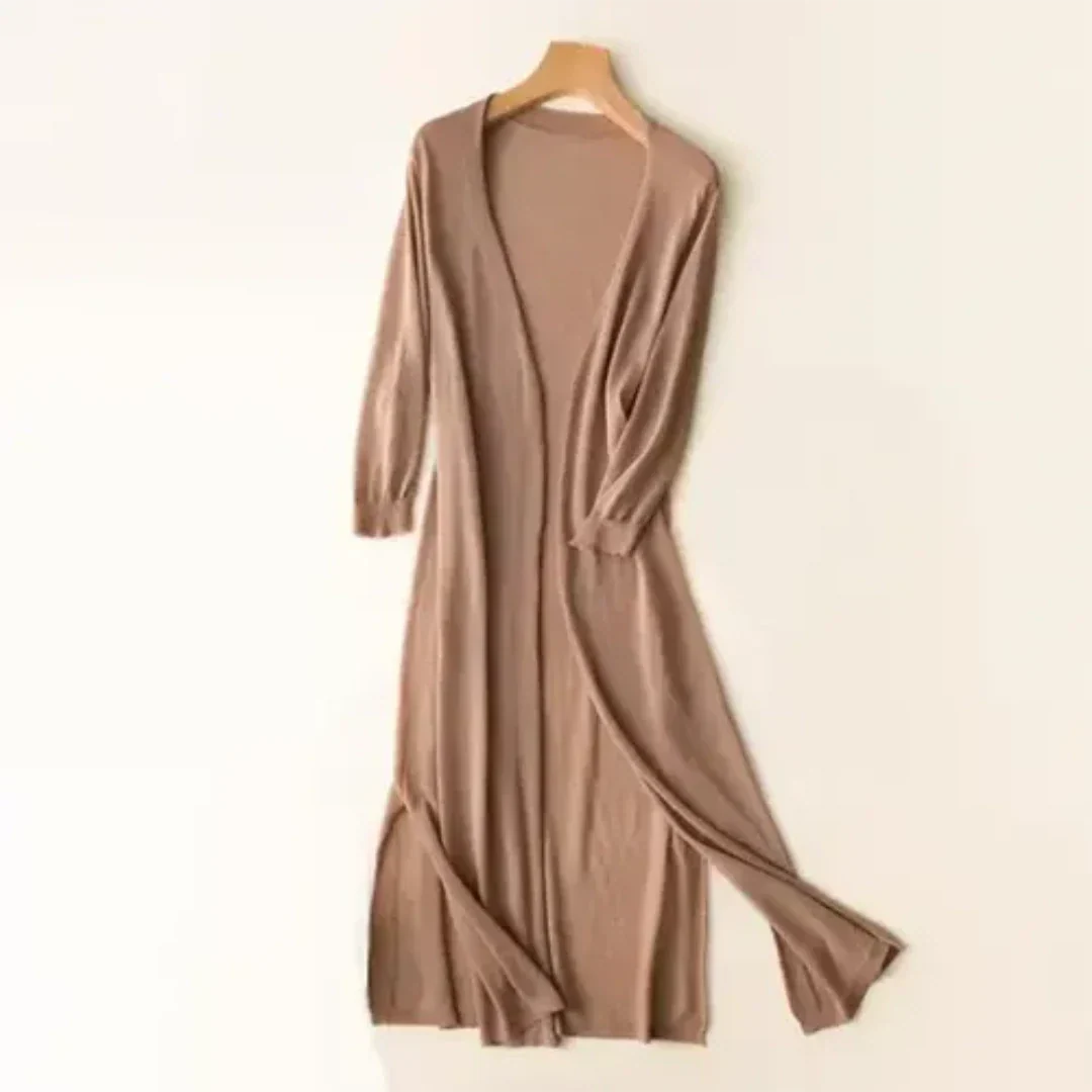 MEELANO Dame Letvægts Cardigan - Elegant og Stilfuld Strik Khaki
