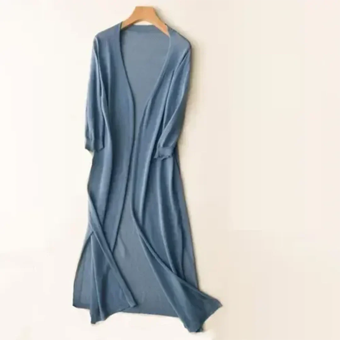 MEELANO Dame Letvægts Cardigan - Elegant og Stilfuld Strik Blau