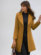 MEELANO Dame Vinterfrakke Ensfarvede Tre-knappers Design Elegance Enkelhed Gul