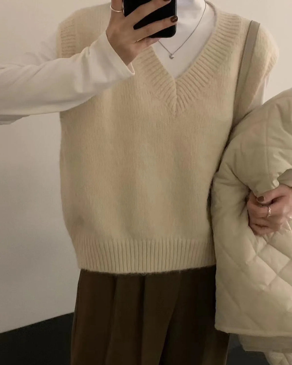 MEELANO Ærmeløse Cardigan Til Sæsonen Med Ubesværet Stilfuldt Look Creme Én størrelse