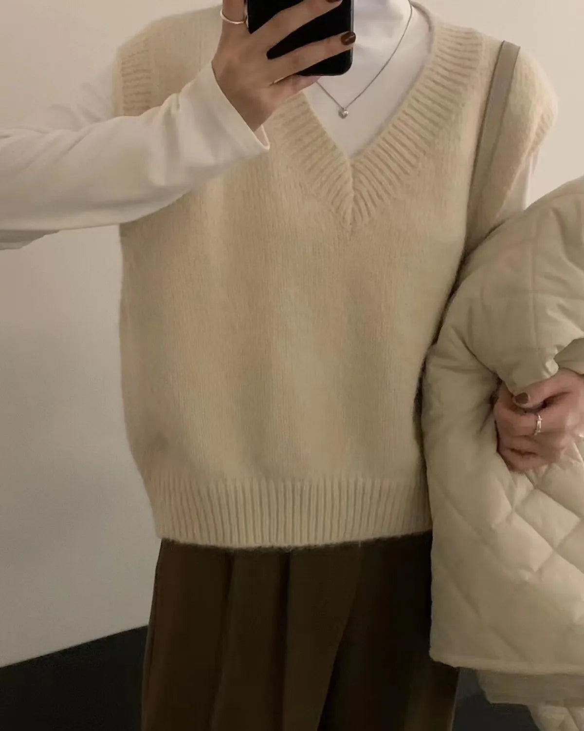 MEELANO Ærmeløse Cardigan Til Sæsonen Med Ubesværet Stilfuldt Look Creme Én størrelse