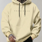 Albert | Herre Langærmet Pullover Hættetrøje - Varm Bomulds Hoodie med Kængurulomme