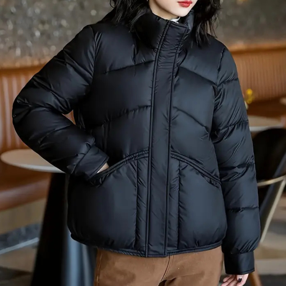 MEELANO Pufferjakke Dame – Varm Vinterjakke i Moderne Design til Hverdag & Fest, Sort, XS-XL – Amore