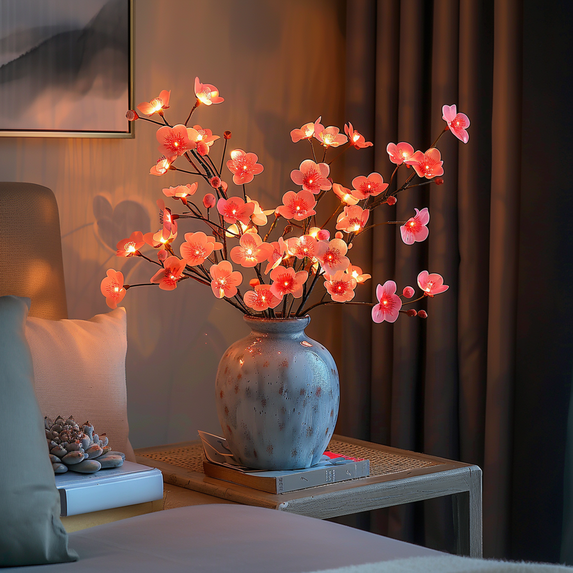 MEELANO Fe-lys Olivengren – Elegant dekoration med varm belysning