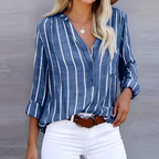 MEELANO Chloé | Trendy Stribet Damebluse blå