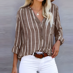 MEELANO Chloé | Trendy Stribet Damebluse brun
