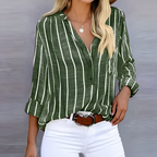 MEELANO Chloé | Trendy Stribet Damebluse grøn