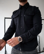 MEELANO Jannik | Herre Casual Skjorte med Knapper - Klassisk Bomuldsskjorte & Fritidsskjorte Sort