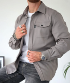 MEELANO Jannik | Herre Casual Skjorte med Knapper - Klassisk Bomuldsskjorte & Fritidsskjorte Grå
