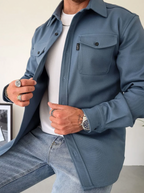 MEELANO Jannik | Herre Casual Skjorte med Knapper - Klassisk Bomuldsskjorte & Fritidsskjorte Blå
