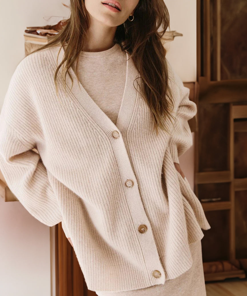 MEELANO Dame Cardigan - Elegant og Blød Striktrøje Lyserød
