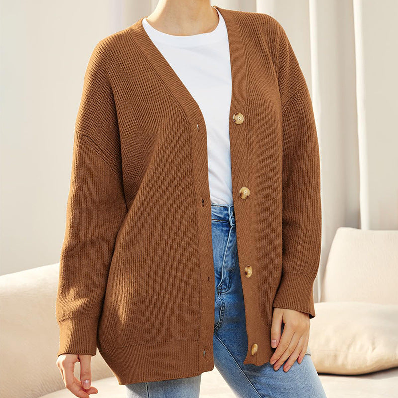 MEELANO Dame Cardigan - Elegant og Blød Striktrøje Brun