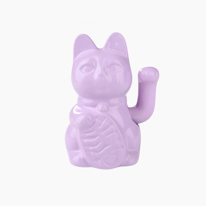 MEELANO Keramisk Held Kat til Feng Shui - Attraherer Velstand og Lykke - 15 cm Lilla