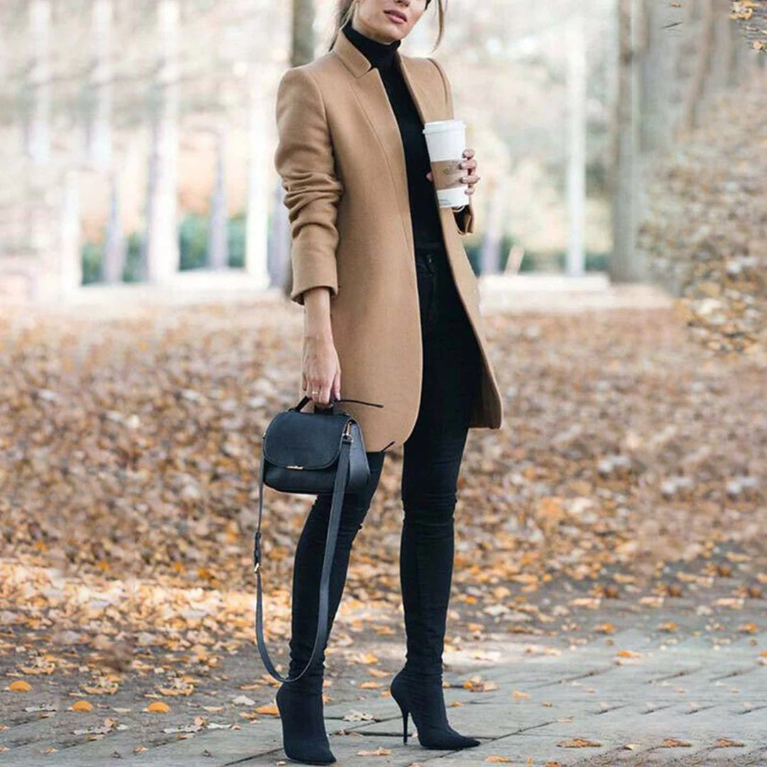 MEELANO Dame Trenchcoat Til Kvinder Casual Look Stilfuld Varmer Hverdag Khaki