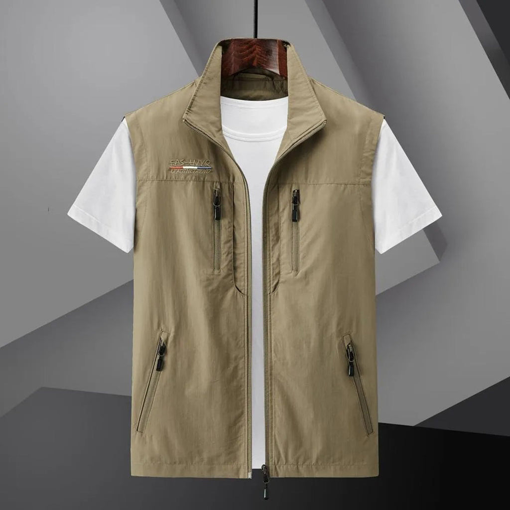 MEELANO Hermosa | Herre Ærmeløs Vest med Lynlås - Casual Polstret Dynevest & Fritidsvest Khaki