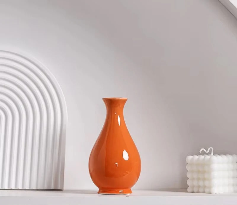 MEELANO Khaleesi Vase – Elegant Keramik & Porcelæn i Moderne Orange Design 1 (Diameter: 7