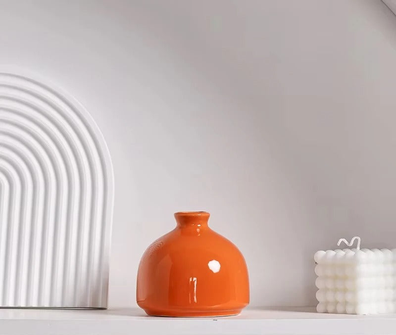 MEELANO Khaleesi Vase – Elegant Keramik & Porcelæn i Moderne Orange Design 5 (Diameter: 10 cm Højde: 9 cm Mundingsdiameter: 3 cm)