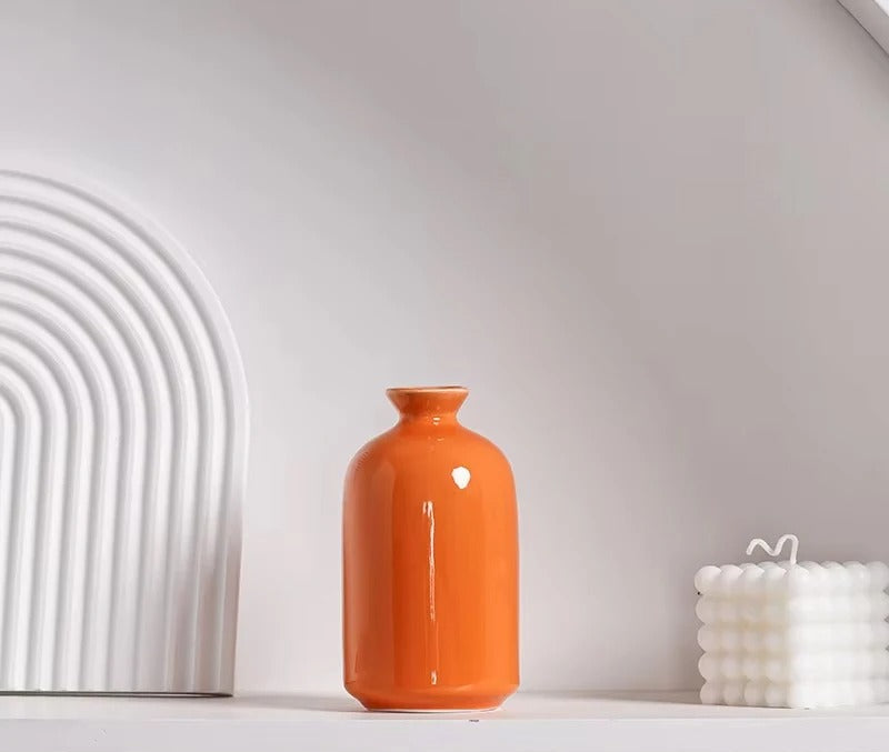MEELANO Khaleesi Vase – Elegant Keramik & Porcelæn i Moderne Orange Design 4 (Diameter: 7 cm Højde: 12