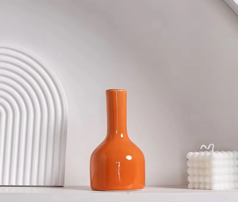 MEELANO Khaleesi Vase – Elegant Keramik & Porcelæn i Moderne Orange Design 2 (Diameter: 8
