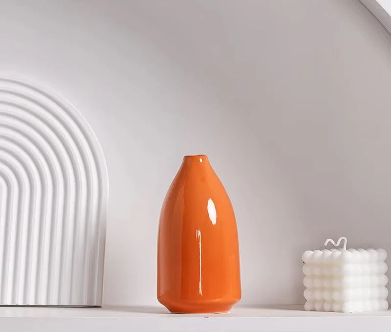 MEELANO Khaleesi Vase – Elegant Keramik & Porcelæn i Moderne Orange Design 3 (Diameter: 7