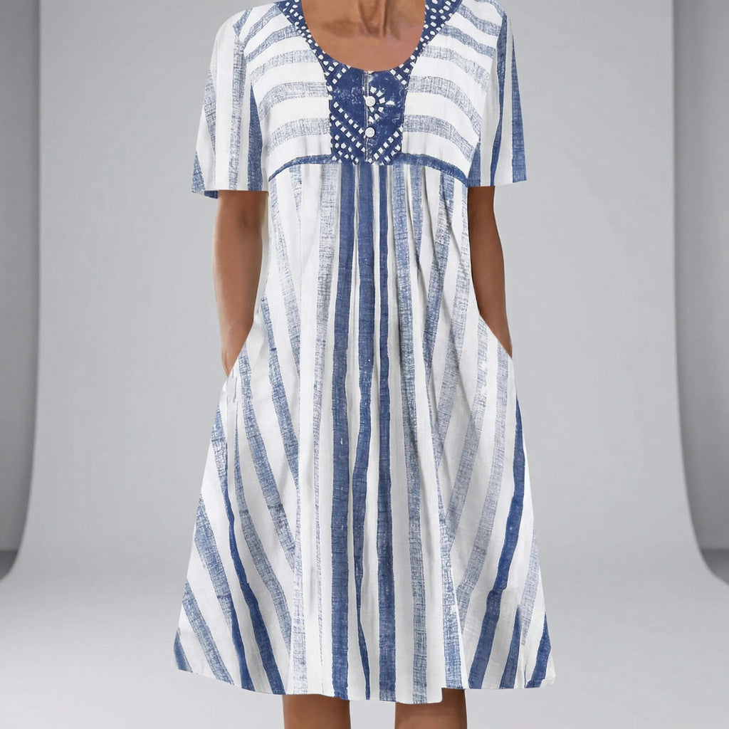 MEELANO Dore | Kjole dame - Stribet Kjole med Korte ærmer