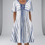 MEELANO Dore | Kjole dame - Stribet Kjole med Korte ærmer