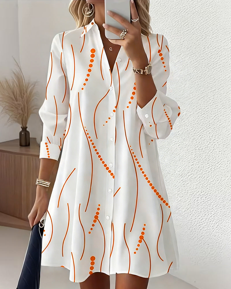 MEELANO Amore | Kjole med reverskrave | Elegant skjortemodel Orange