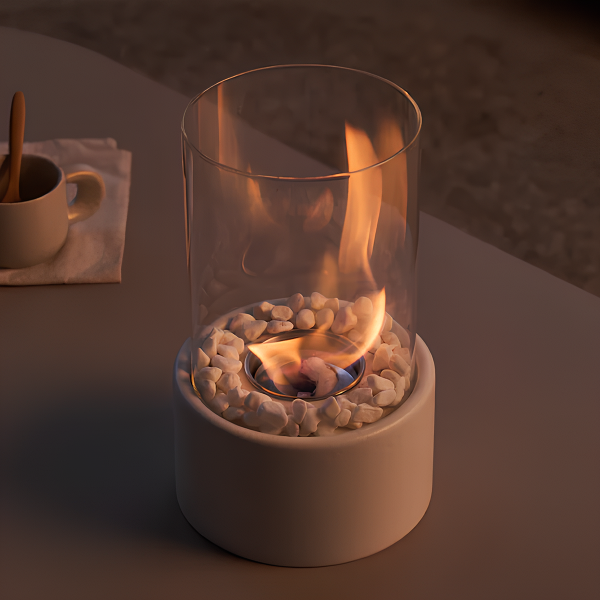 MEELANO Klassisk åben flamme olielampe med glascylinder Hvid