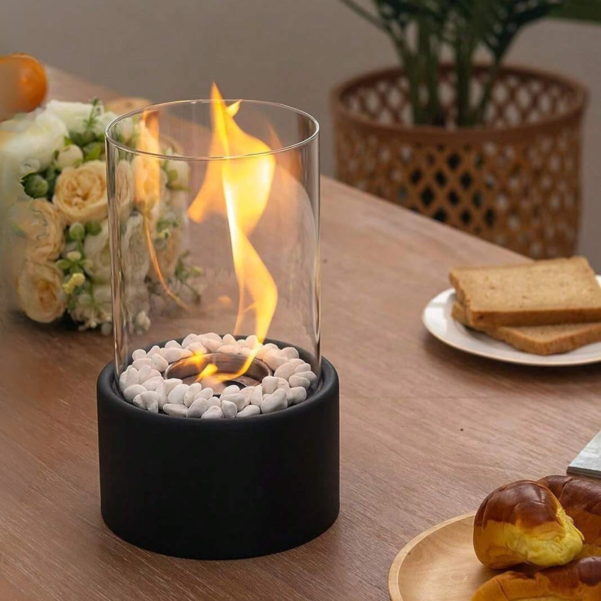 MEELANO Klassisk åben flamme olielampe med glascylinder