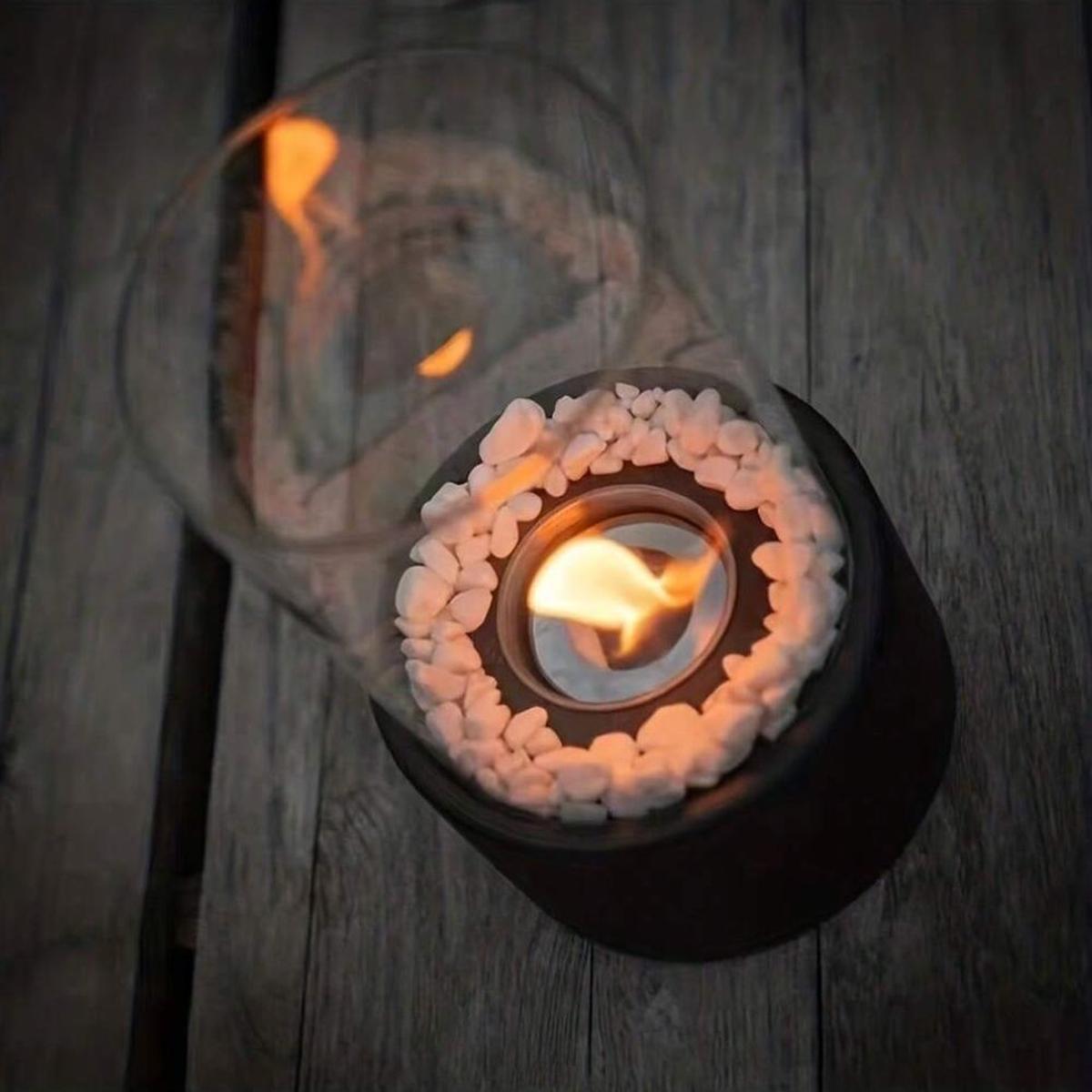 MEELANO Klassisk åben flamme olielampe med glascylinder