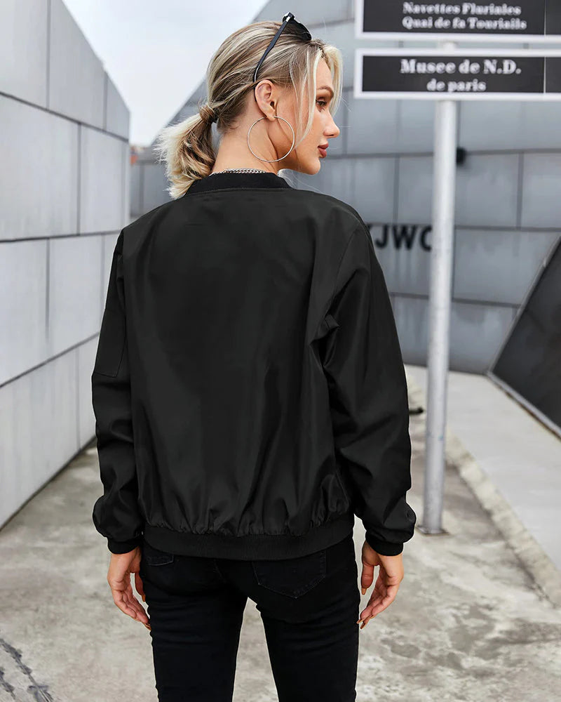 MEELANO Luma | Dame Bomberjakke – Klassisk Design, Langærmet Komfort & Stilren Finish