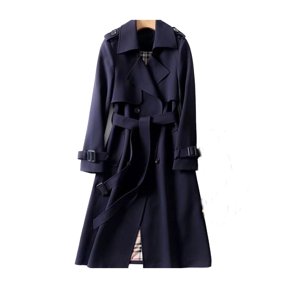 MEELANO Klassisk Trenchcoat til Kvinder – Tidløst Design & Elegant Pasform Marineblå