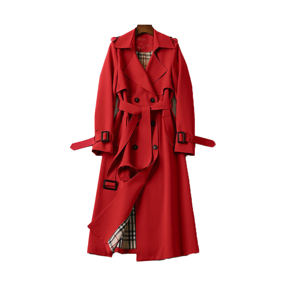 MEELANO Klassisk Trenchcoat til Kvinder – Tidløst Design & Elegant Pasform Rød