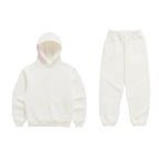 MEELANO Hættetrøje Komfortabel Minimalistisk Med Syninger Langs Hætten Hættetrøje + joggingbuksersæt Hvid