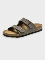 MEELANO Komfortable Arizona-sandaler af kunstlæder med en robust sål mørkegrå