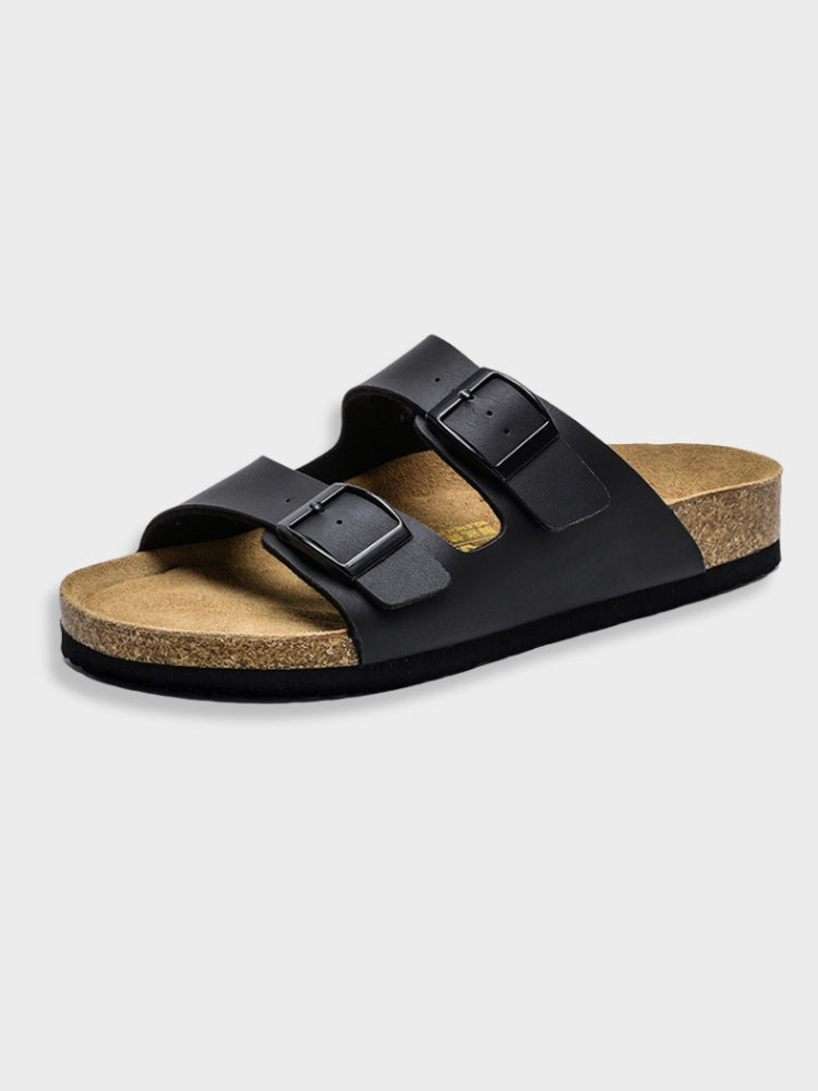 MEELANO Komfortable Arizona-sandaler af kunstlæder med en robust sål sort